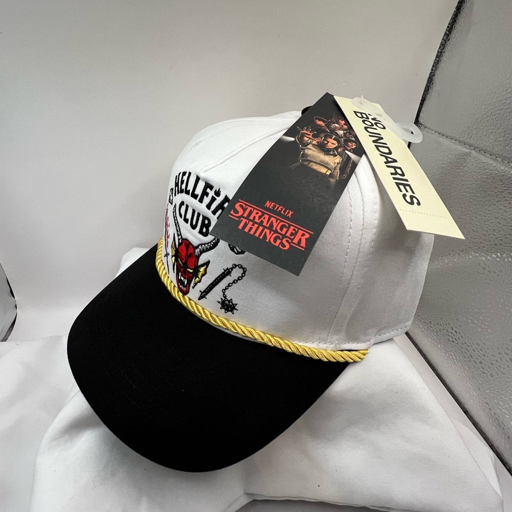 No Boundaries White and Black Cap with Stranger Things Design